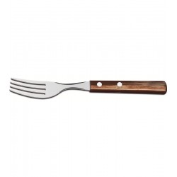 Jogo 6 Garfos Mesa Polywood Aço Inox Tramontina Cabo De Madeira Castanho
